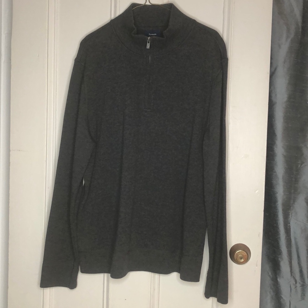 Faconnable Men’s Gray Cotton 1/2 Zip Sweater (M)